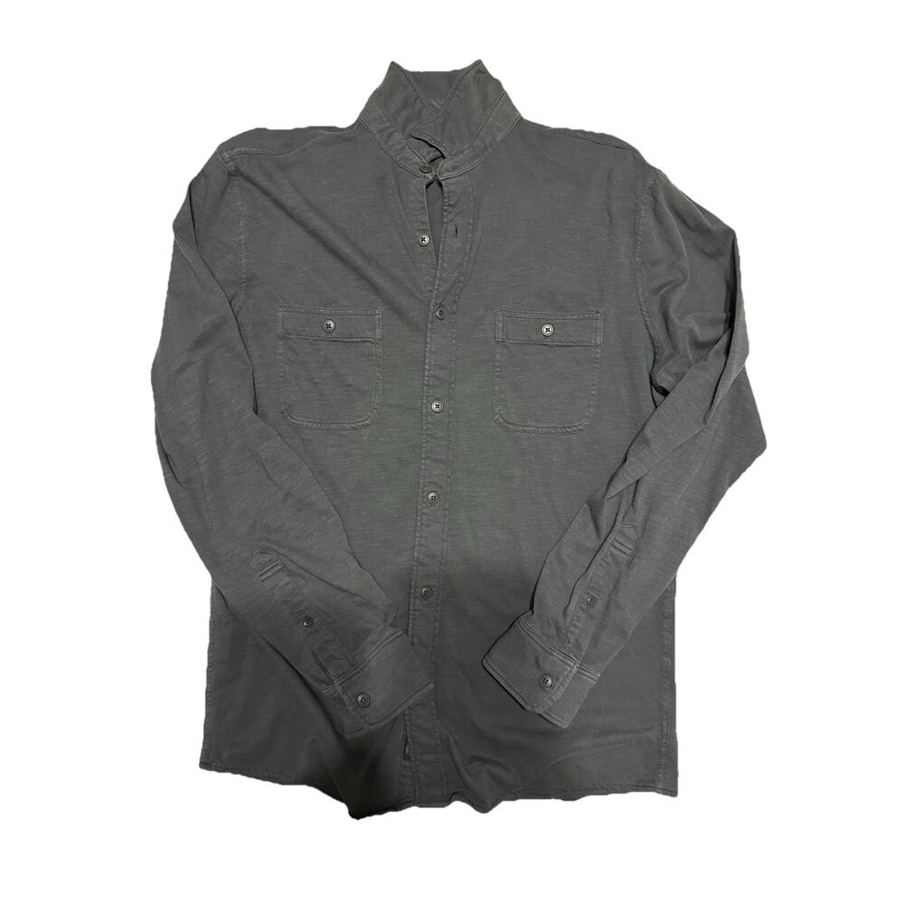 Faherty Sunwashed Knit Shirt Organic Cotton Double Pockets Blue Men's Large